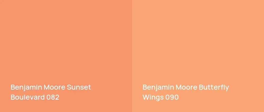 Benjamin Moore Sunset Boulevard 082 vs Benjamin Moore Butterfly Wings 090