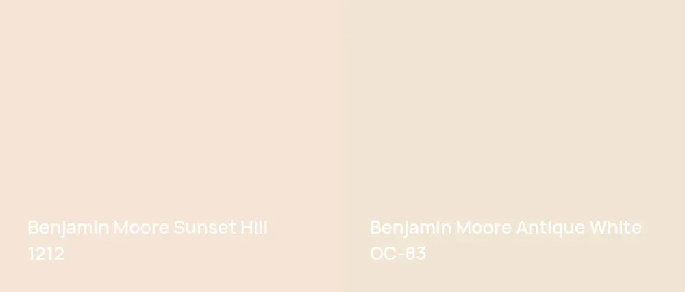 Benjamin Moore Sunset Hill 1212 vs Benjamin Moore Antique White OC-83