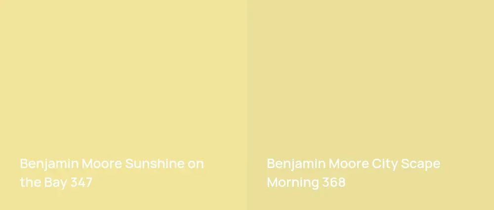Benjamin Moore Sunshine on the Bay 347 vs Benjamin Moore City Scape Morning 368