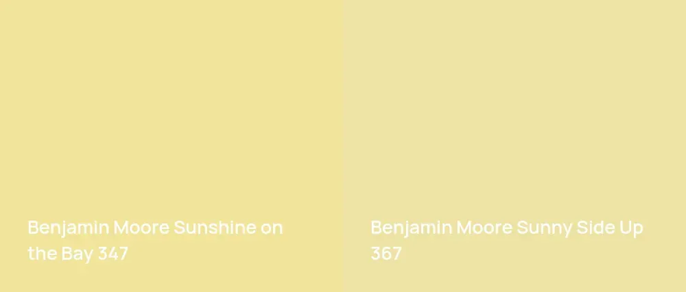 Benjamin Moore Sunshine on the Bay 347 vs Benjamin Moore Sunny Side Up 367