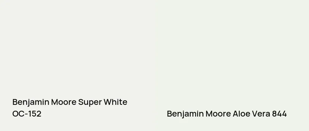 Benjamin Moore Super White OC-152 vs Benjamin Moore Aloe Vera 844