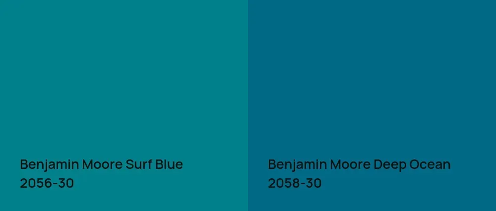 Benjamin Moore Surf Blue 2056-30 vs Benjamin Moore Deep Ocean 2058-30