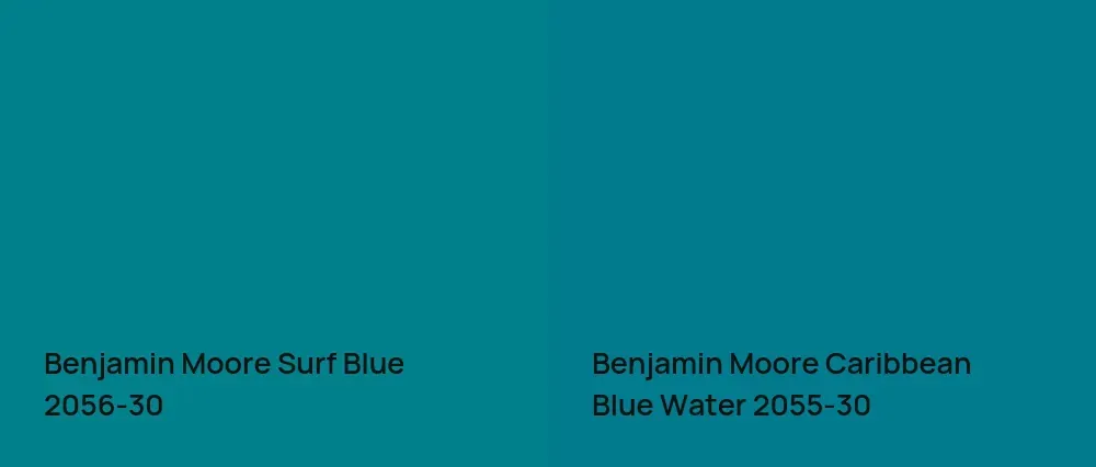 Benjamin Moore Surf Blue 2056-30 vs Benjamin Moore Caribbean Blue Water 2055-30