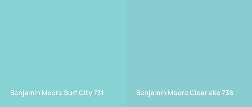 Benjamin Moore Surf City 731 vs Benjamin Moore Clearlake 738