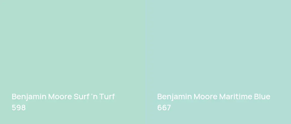 Benjamin Moore Surf 'n Turf 598 vs Benjamin Moore Maritime Blue 667