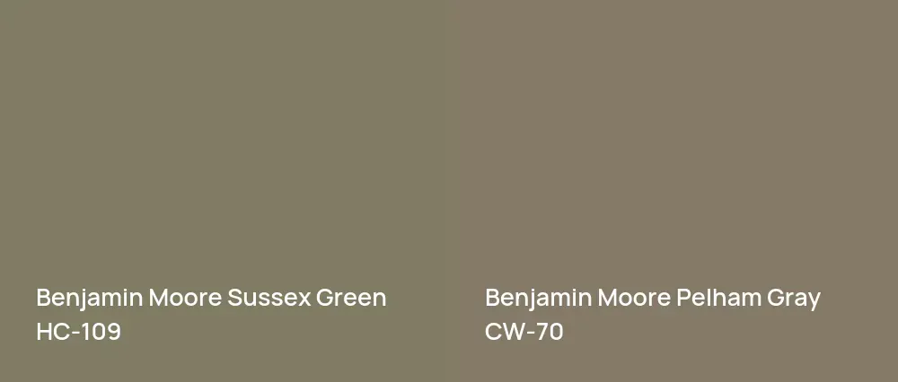 Benjamin Moore Sussex Green HC-109 vs Benjamin Moore Pelham Gray CW-70