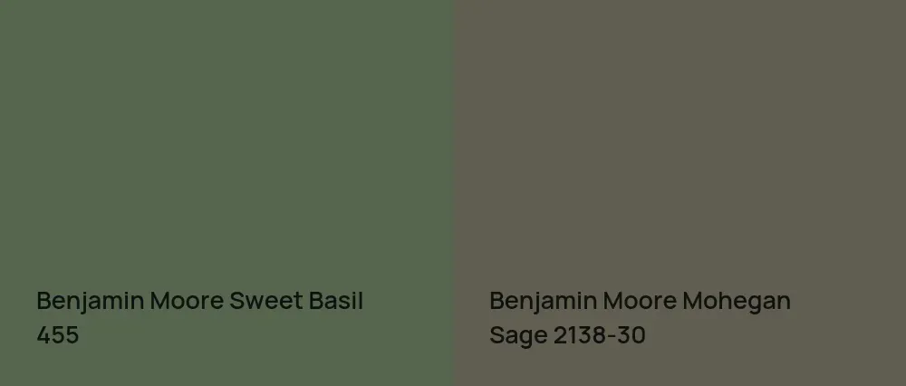 Benjamin Moore Sweet Basil 455 vs Benjamin Moore Mohegan Sage 2138-30