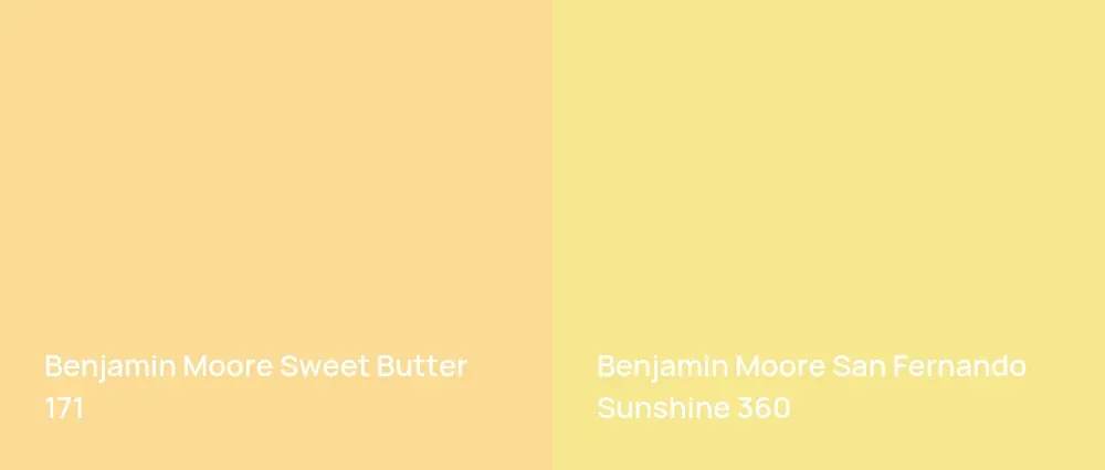 Benjamin Moore Sweet Butter 171 vs Benjamin Moore San Fernando Sunshine 360