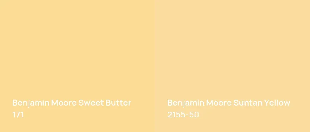 Benjamin Moore Sweet Butter 171 vs Benjamin Moore Suntan Yellow 2155-50