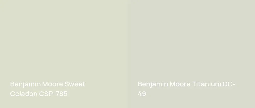 Benjamin Moore Sweet Celadon CSP-785 vs Benjamin Moore Titanium OC-49