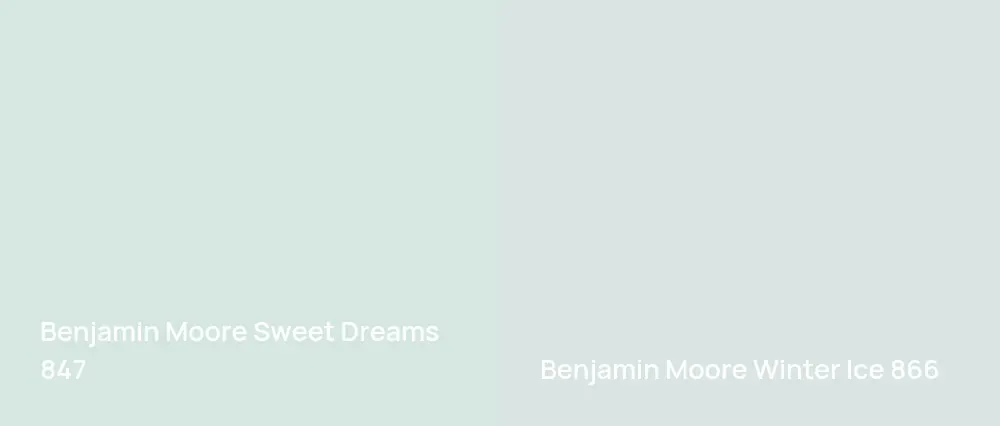 Benjamin Moore Sweet Dreams 847 vs Benjamin Moore Winter Ice 866