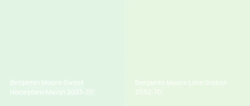 Benjamin Moore Sweet Honeydew Melon 2033-70 vs Benjamin Moore Lime Sorbet 2032-70