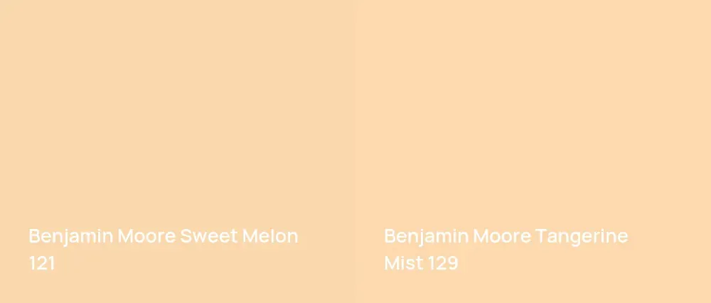 Benjamin Moore Sweet Melon 121 vs Benjamin Moore Tangerine Mist 129