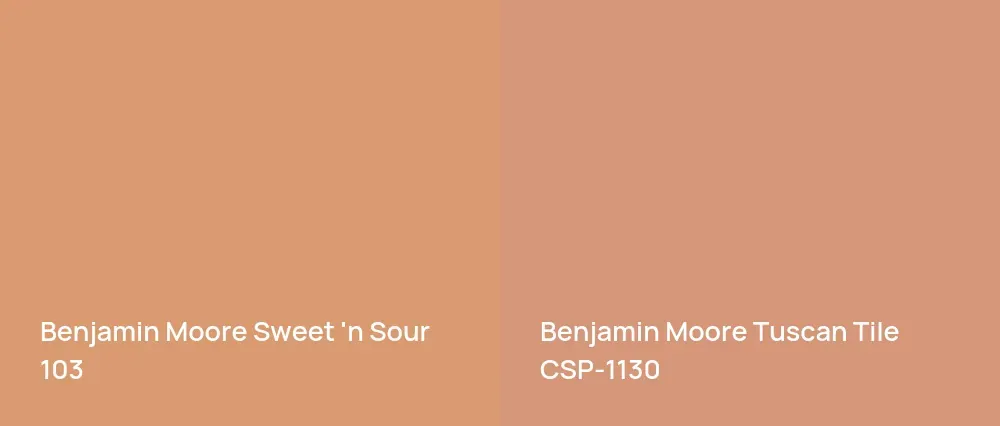 Benjamin Moore Sweet 'n Sour 103 vs Benjamin Moore Tuscan Tile CSP-1130