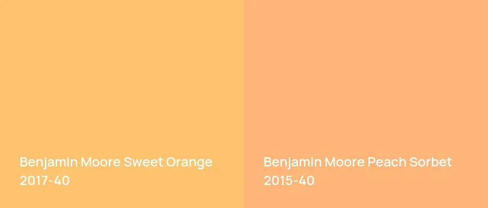 Benjamin Moore Sweet Orange 2017-40 vs Benjamin Moore Peach Sorbet 2015-40