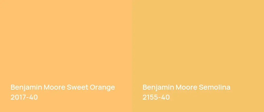 Benjamin Moore Sweet Orange 2017-40 vs Benjamin Moore Semolina 2155-40