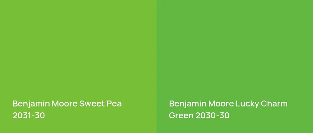 Benjamin Moore Sweet Pea 2031-30 vs Benjamin Moore Lucky Charm Green 2030-30