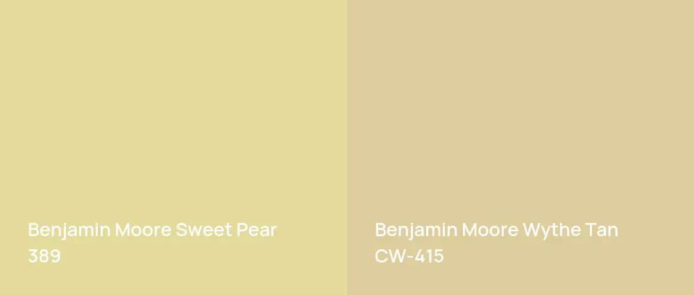 Benjamin Moore Sweet Pear 389 vs Benjamin Moore Wythe Tan CW-415