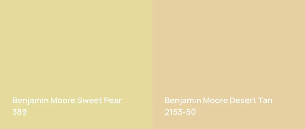 Benjamin Moore Sweet Pear 389 vs Benjamin Moore Desert Tan 2153-50