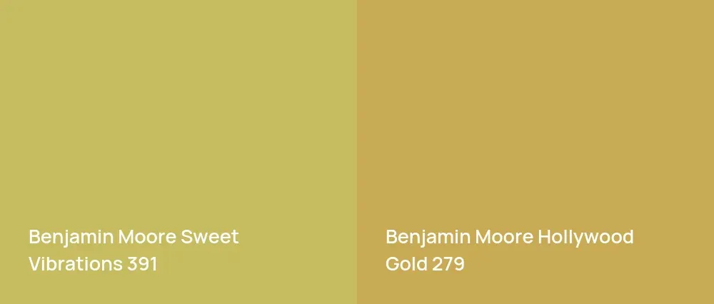 Benjamin Moore Sweet Vibrations 391 vs Benjamin Moore Hollywood Gold 279