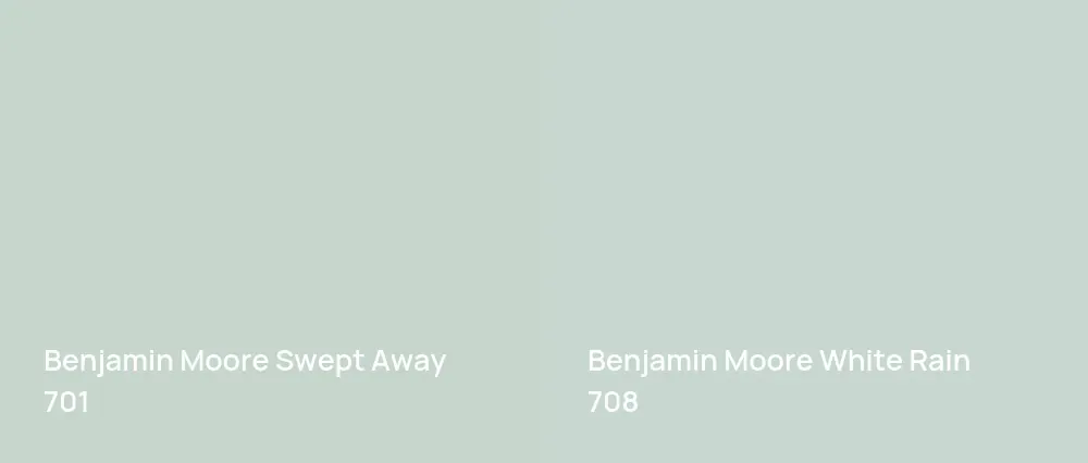Benjamin Moore Swept Away 701 vs Benjamin Moore White Rain 708