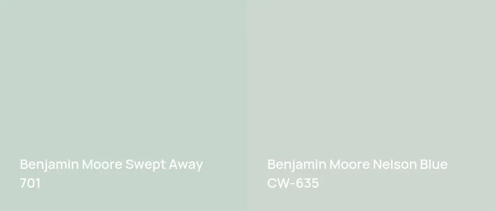 Benjamin Moore Swept Away 701 vs Benjamin Moore Nelson Blue CW-635