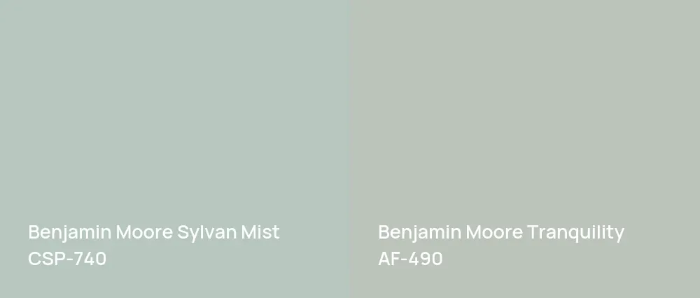 Benjamin Moore Sylvan Mist CSP-740 vs Benjamin Moore Tranquility AF-490