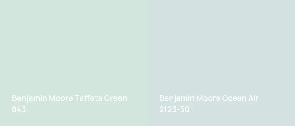 Benjamin Moore Taffeta Green 843 vs Benjamin Moore Ocean Air 2123-50