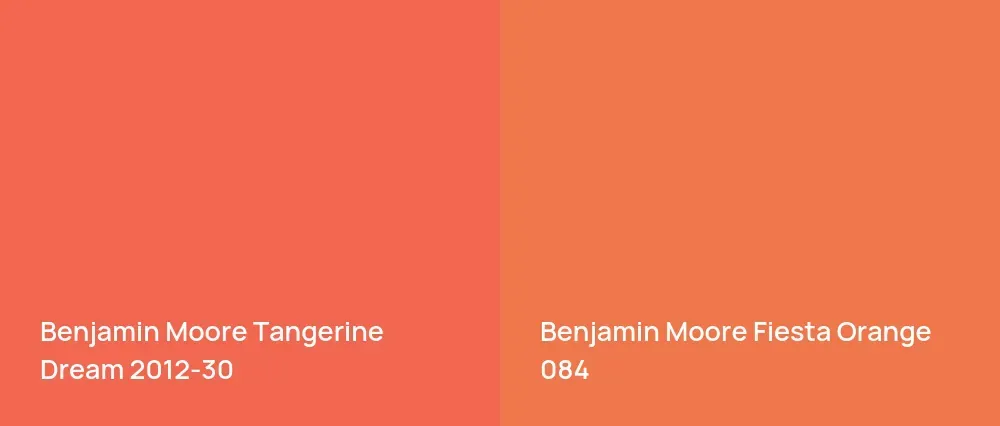 Benjamin Moore Tangerine Dream 2012-30 vs Benjamin Moore Fiesta Orange 084