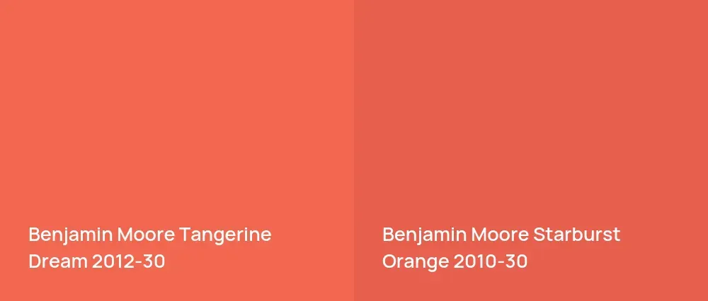 Benjamin Moore Tangerine Dream 2012-30 vs Benjamin Moore Starburst Orange 2010-30