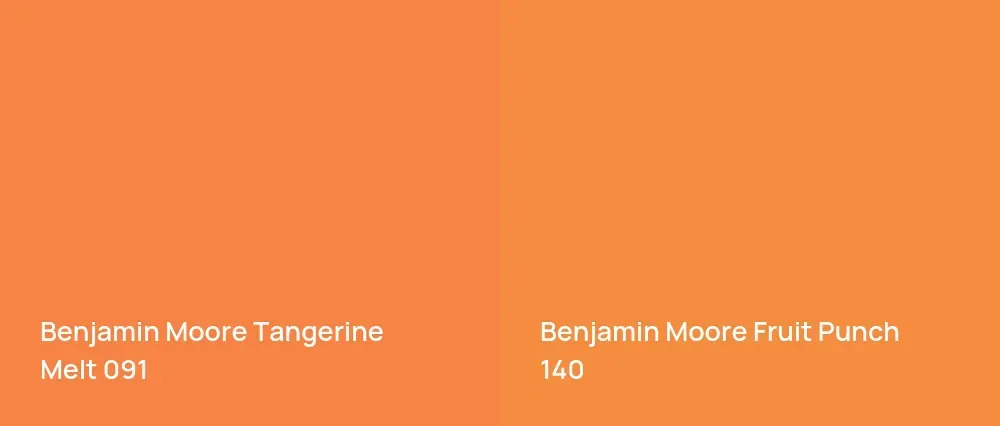 Benjamin Moore Tangerine Melt 091 vs Benjamin Moore Fruit Punch 140
