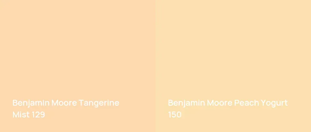 Benjamin Moore Tangerine Mist 129 vs Benjamin Moore Peach Yogurt 150