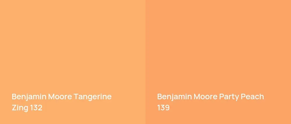 Benjamin Moore Tangerine Zing 132 vs Benjamin Moore Party Peach 139