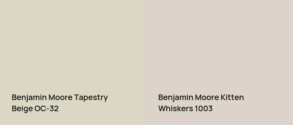 Benjamin Moore Tapestry Beige OC-32 vs Benjamin Moore Kitten Whiskers 1003