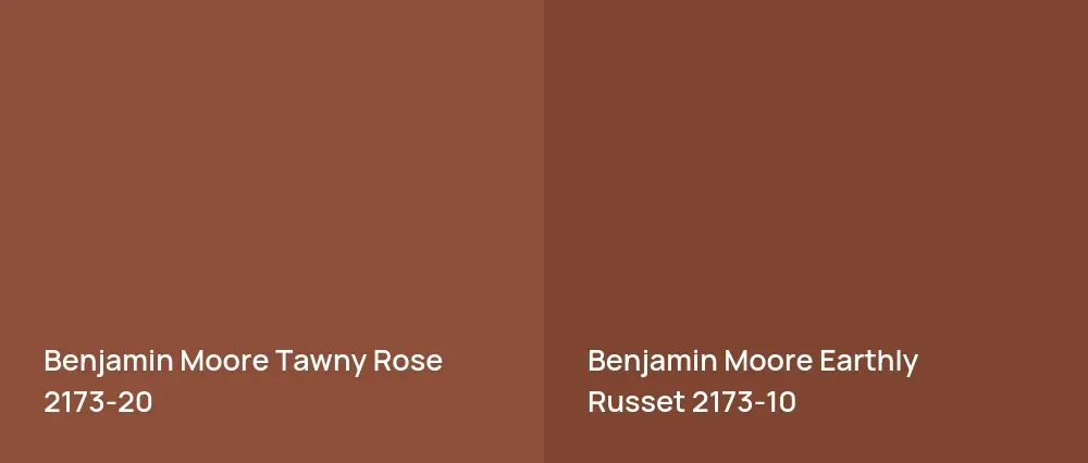 Benjamin Moore Tawny Rose 2173-20 vs Benjamin Moore Earthly Russet 2173-10