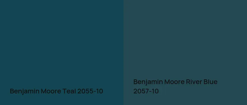 Benjamin Moore Teal 2055-10 vs Benjamin Moore River Blue 2057-10