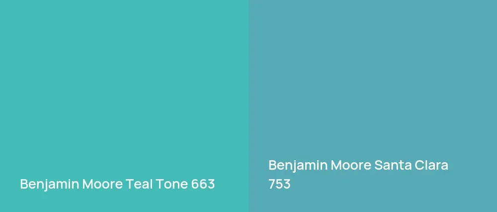 Benjamin Moore Teal Tone 663 vs Benjamin Moore Santa Clara 753