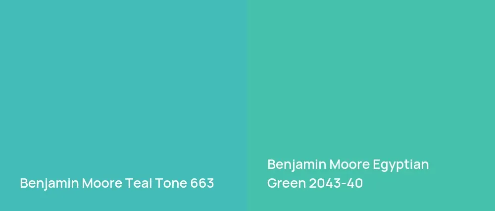 Benjamin Moore Teal Tone 663 vs Benjamin Moore Egyptian Green 2043-40
