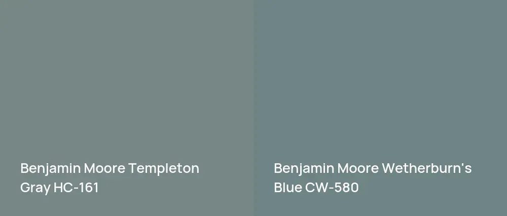 Benjamin Moore Templeton Gray HC-161 vs Benjamin Moore Wetherburn's Blue CW-580
