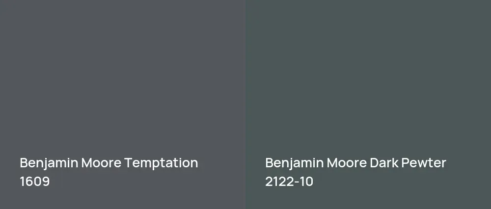 Benjamin Moore Temptation 1609 vs Benjamin Moore Dark Pewter 2122-10