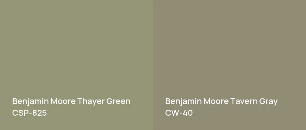 Benjamin Moore Thayer Green CSP-825 vs Benjamin Moore Tavern Gray CW-40