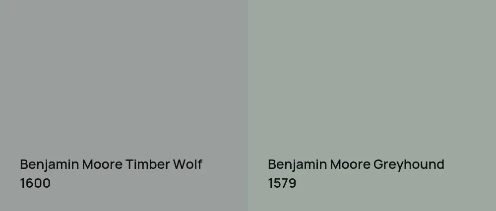 Benjamin Moore Timber Wolf 1600 vs Benjamin Moore Greyhound 1579