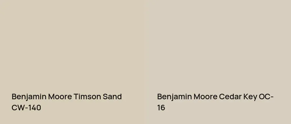 Benjamin Moore Timson Sand CW-140 vs Benjamin Moore Cedar Key OC-16