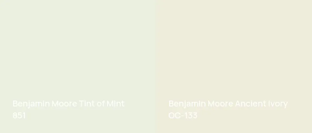 Benjamin Moore Tint of Mint 851 vs Benjamin Moore Ancient Ivory OC-133