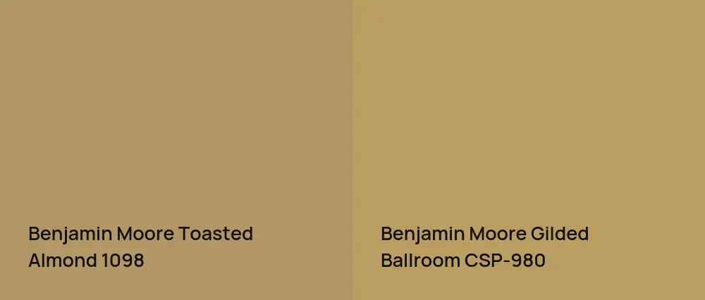 Benjamin Moore Toasted Almond 1098 vs Benjamin Moore Gilded Ballroom CSP-980