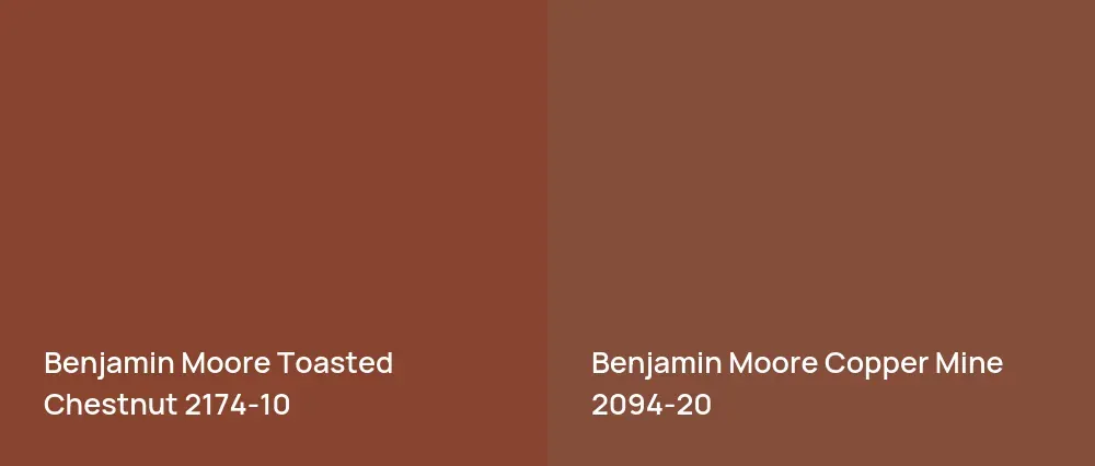 Benjamin Moore Toasted Chestnut 2174-10 vs Benjamin Moore Copper Mine 2094-20
