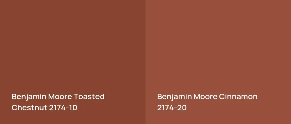 Benjamin Moore Toasted Chestnut 2174-10 vs Benjamin Moore Cinnamon 2174-20