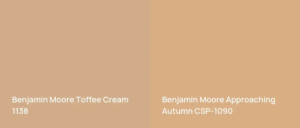 Benjamin Moore Toffee Cream 1138 vs Benjamin Moore Approaching Autumn CSP-1090