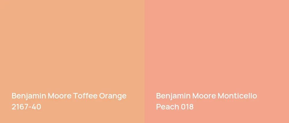 Benjamin Moore Toffee Orange 2167-40 vs Benjamin Moore Monticello Peach 018
