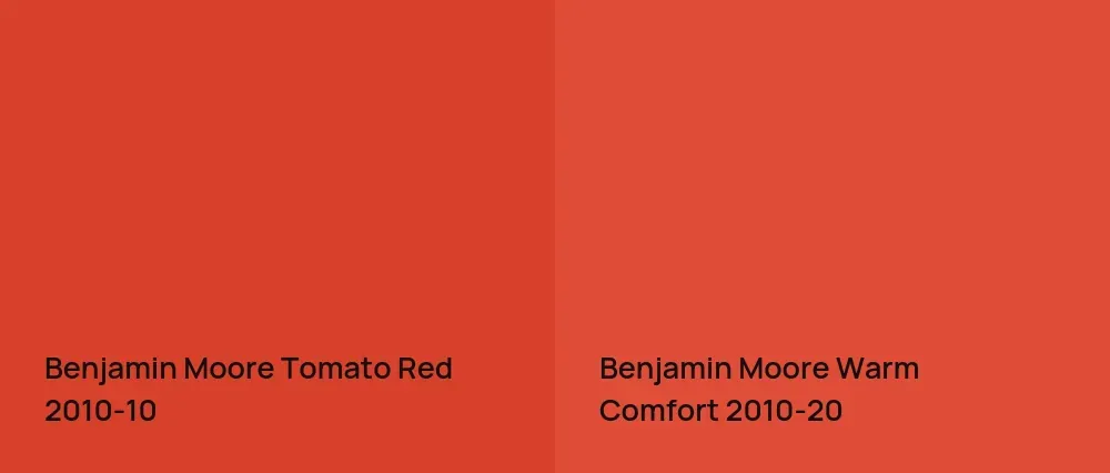 Benjamin Moore Tomato Red 2010-10 vs Benjamin Moore Warm Comfort 2010-20